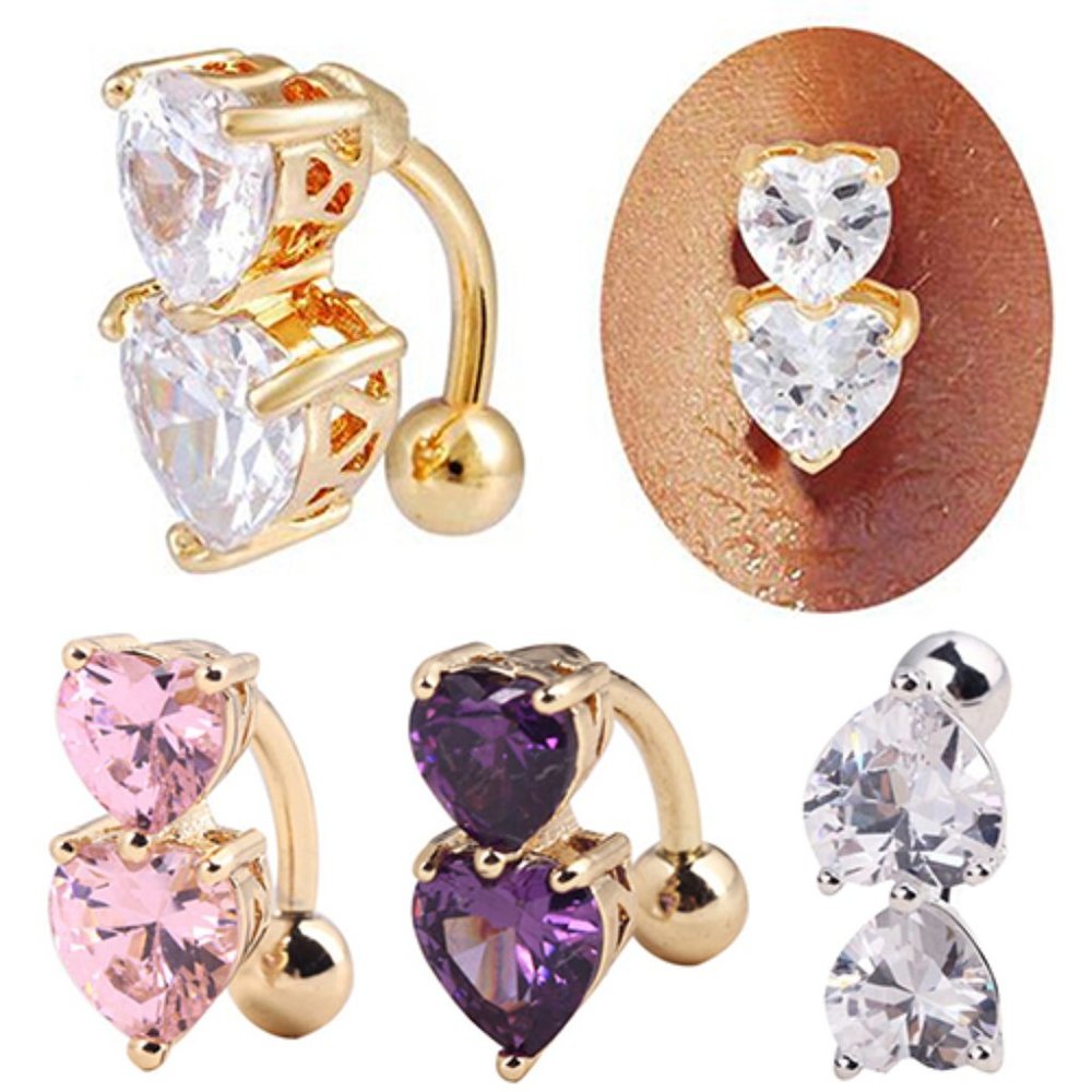 Navel Piercing ~ Double Hearts ~ 3-Colors